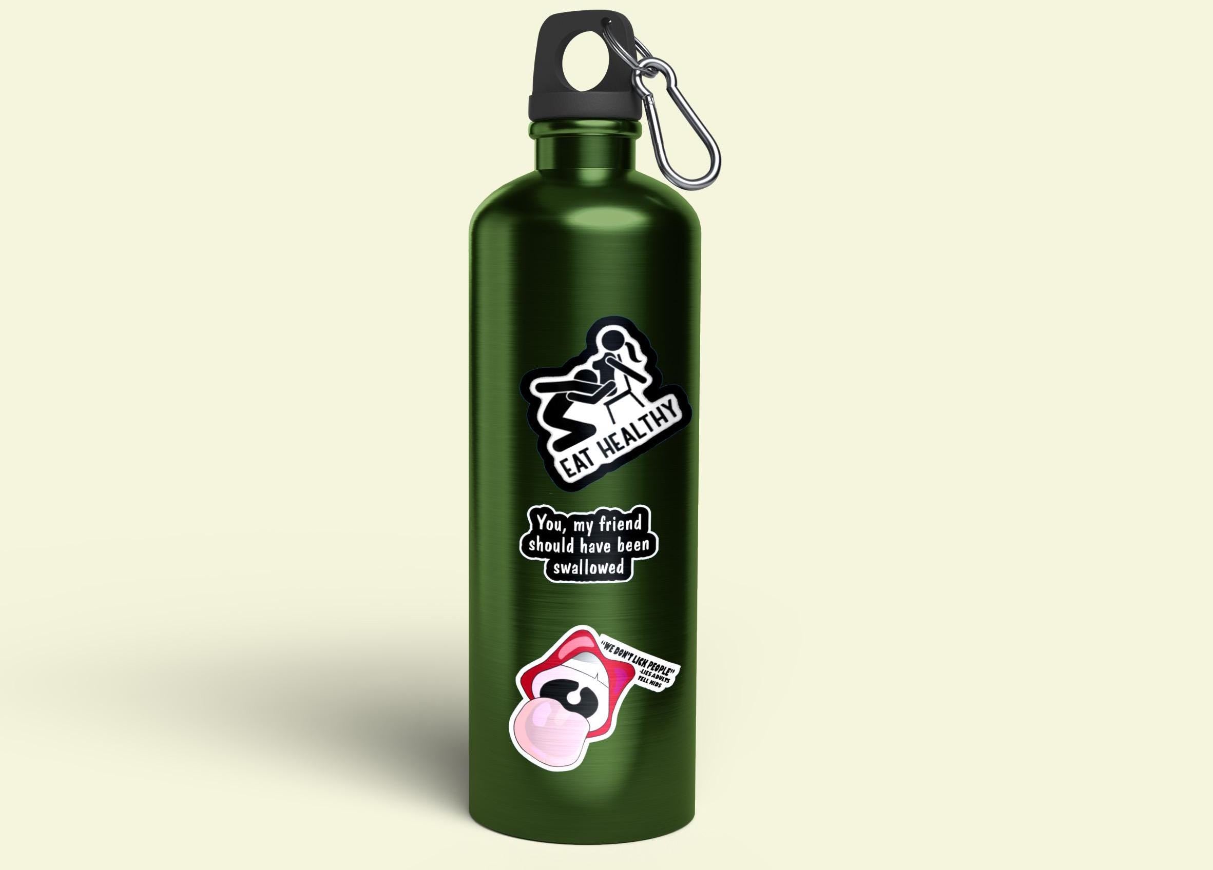 Eat Healthy Adult Humor Waterproof Sticker, Laptop Decal