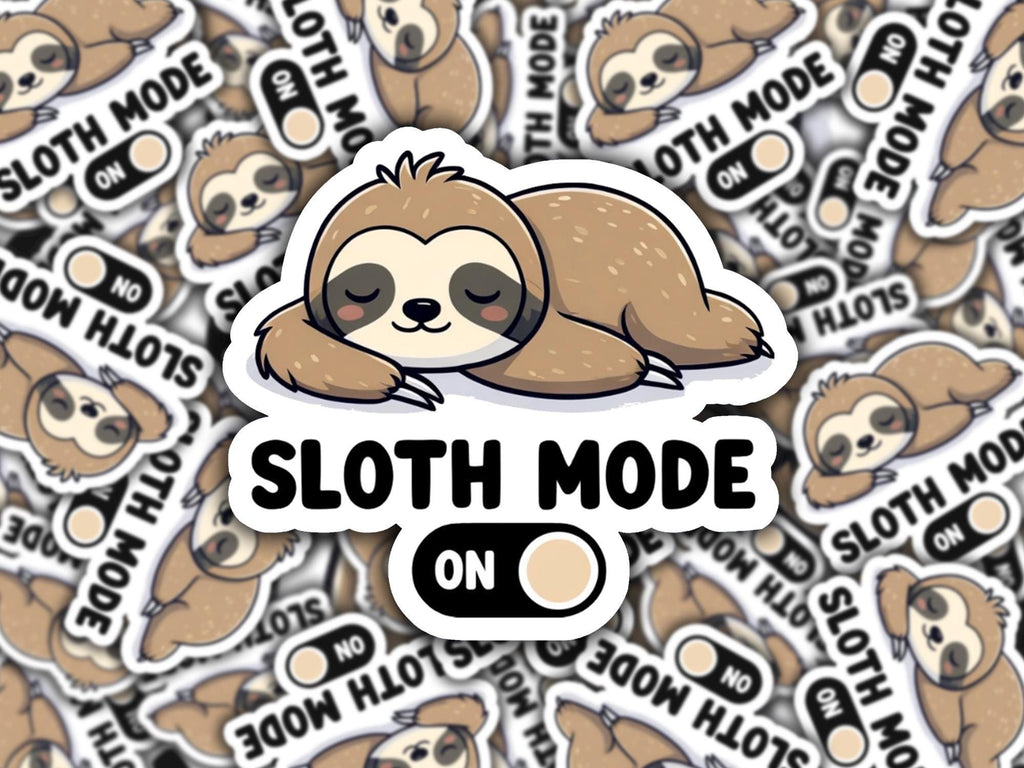 Sloth Mode On Waterproof Sticker - Cute Sleeping Sloth Vinyl Decal