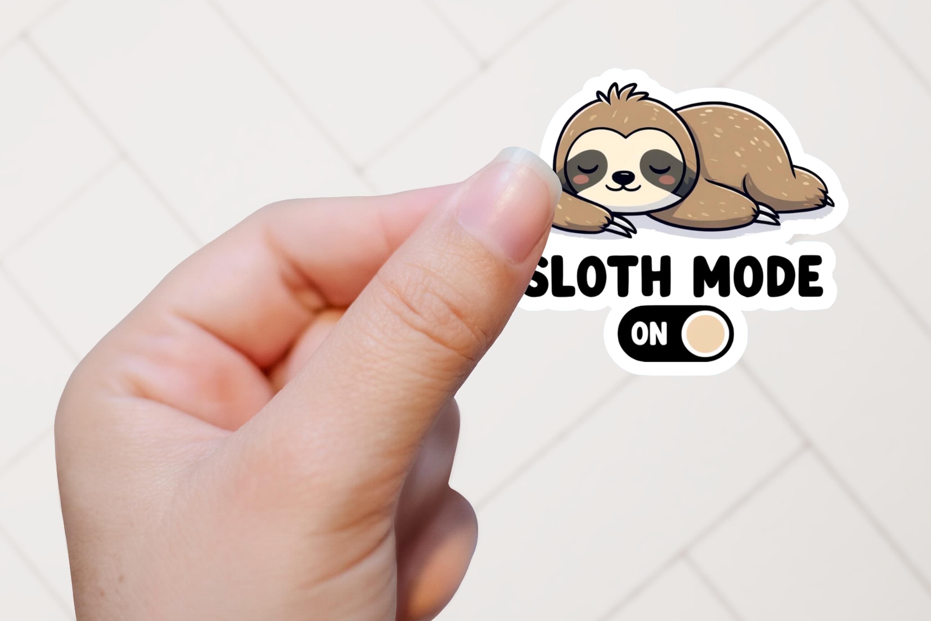 Sloth Mode On Waterproof Sticker - Cute Sleeping Sloth Vinyl Decal