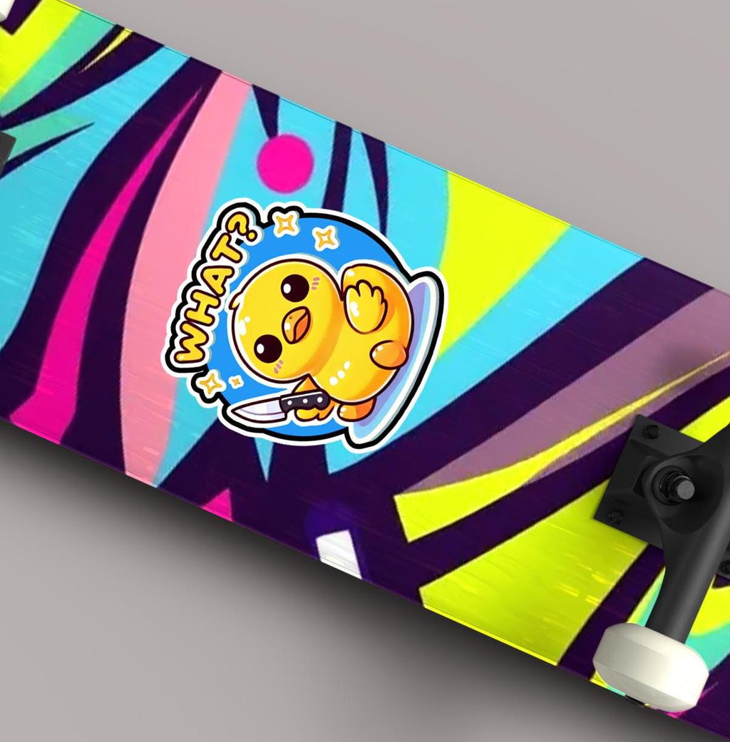 Funny Duck with Knife Sticker - Kawaii Humor