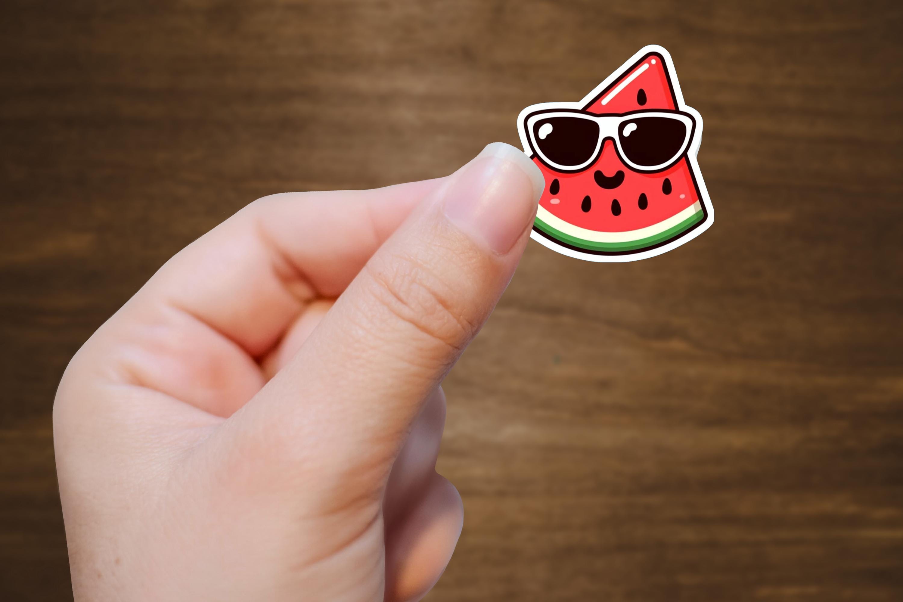 Kawaii watermelon with sunglasses sticker | waterproof vinyl Sticker | phone case sticker | weatherproof | decal | stationary | journaling