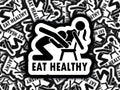 Eat Healthy Adult Humor Waterproof Sticker, Laptop Decal
