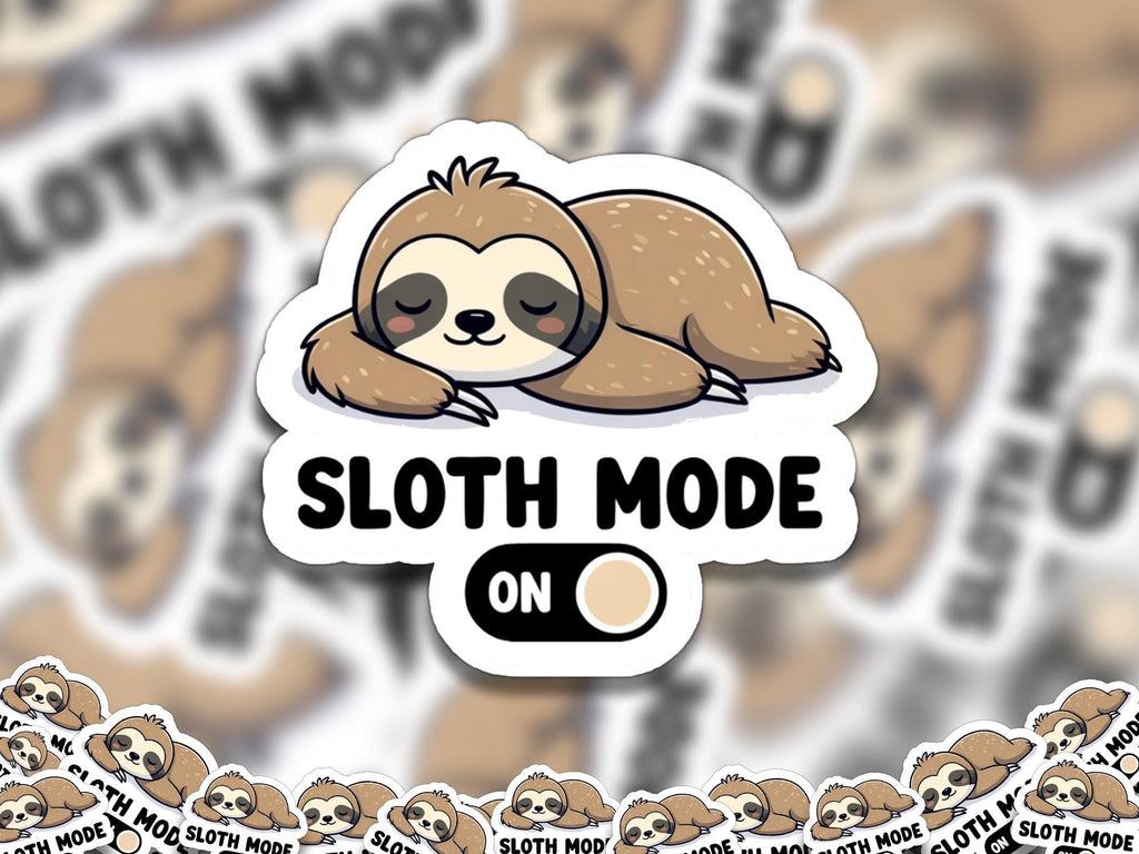 Sloth Mode On Waterproof Sticker - Cute Sleeping Sloth Vinyl Decal