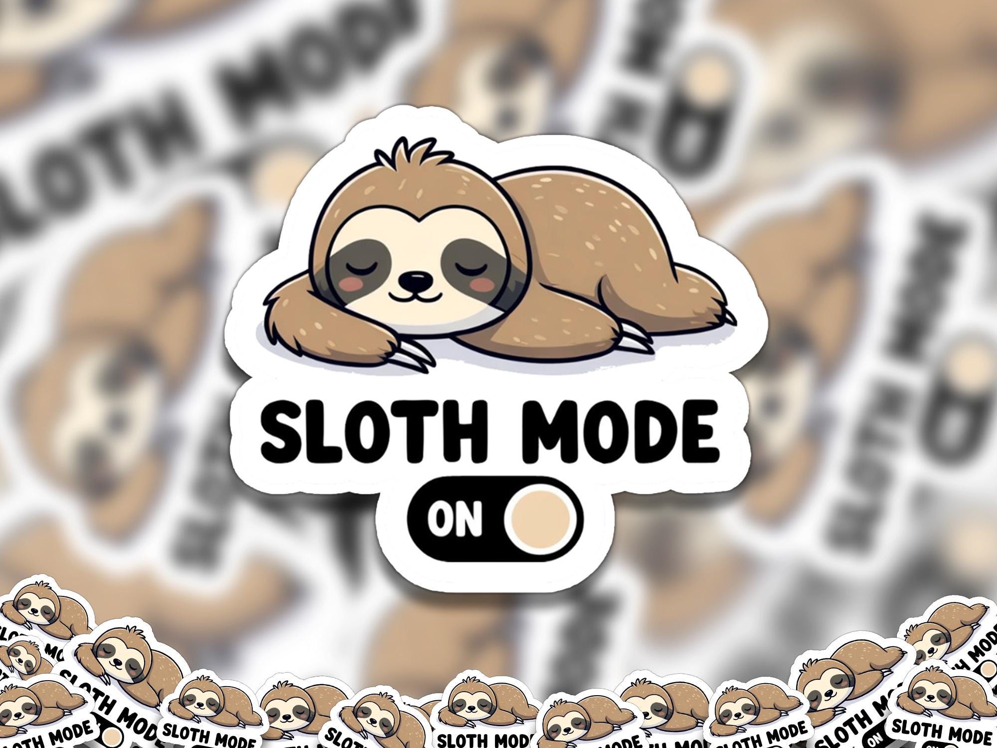 Sloth Mode On Waterproof Sticker - Cute Sleeping Sloth Vinyl Decal