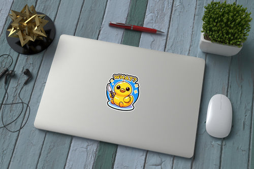 Funny Duck with Knife Sticker - Kawaii Humor