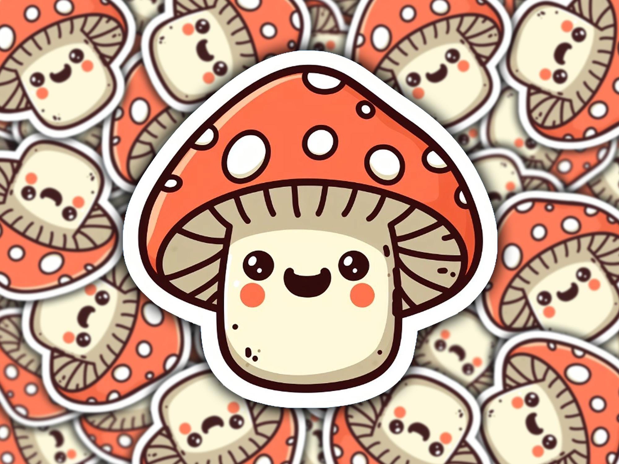 Kawaii Mushroom sticker | Happy Food | waterproof vinyl Sticker | cute phone case sticker | weatherproof | decal | stationary | journaling