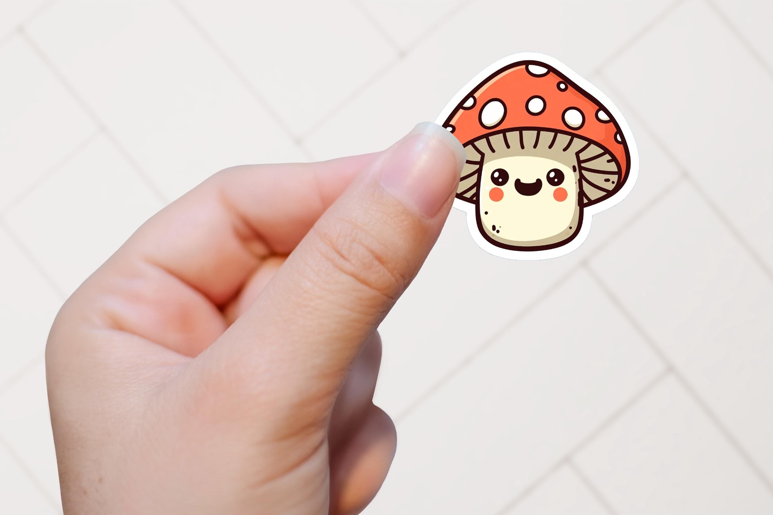 Kawaii Mushroom sticker | Happy Food | waterproof vinyl Sticker | cute phone case sticker | weatherproof | decal | stationary | journaling