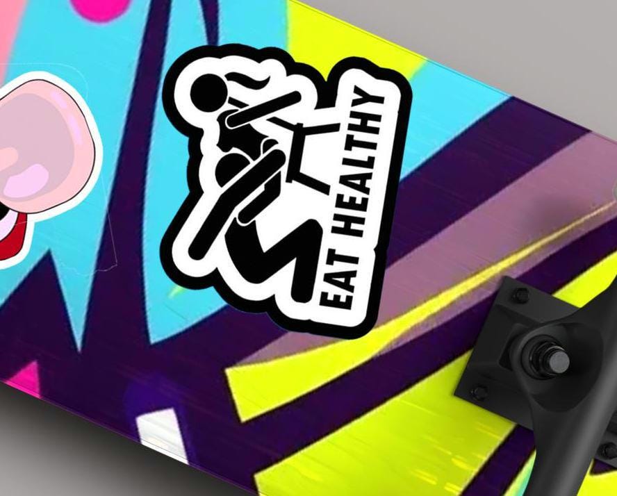 Eat Healthy Adult Humor Sticker waterproof die cut