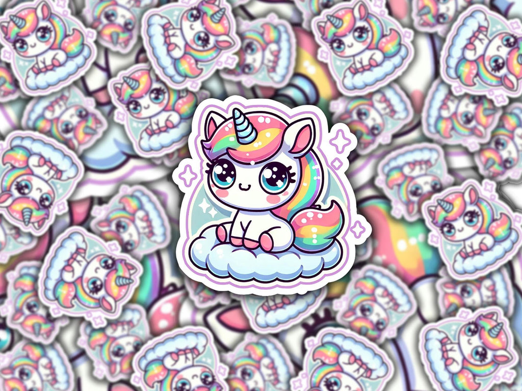 Kawaii Unicorn Sticker: Bubbly Waterproof Decal