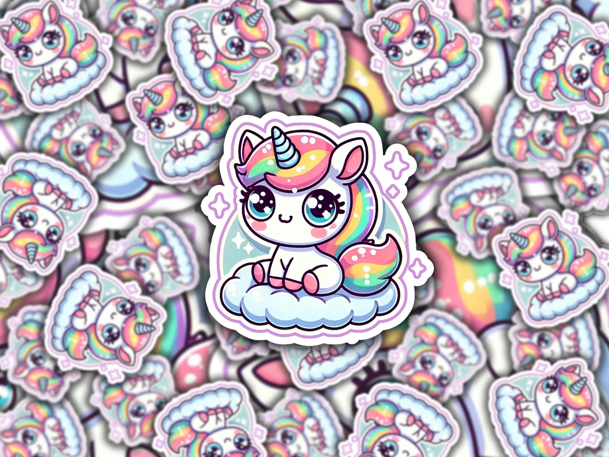 Kawaii Unicorn Sticker: Bubbly Waterproof Decal