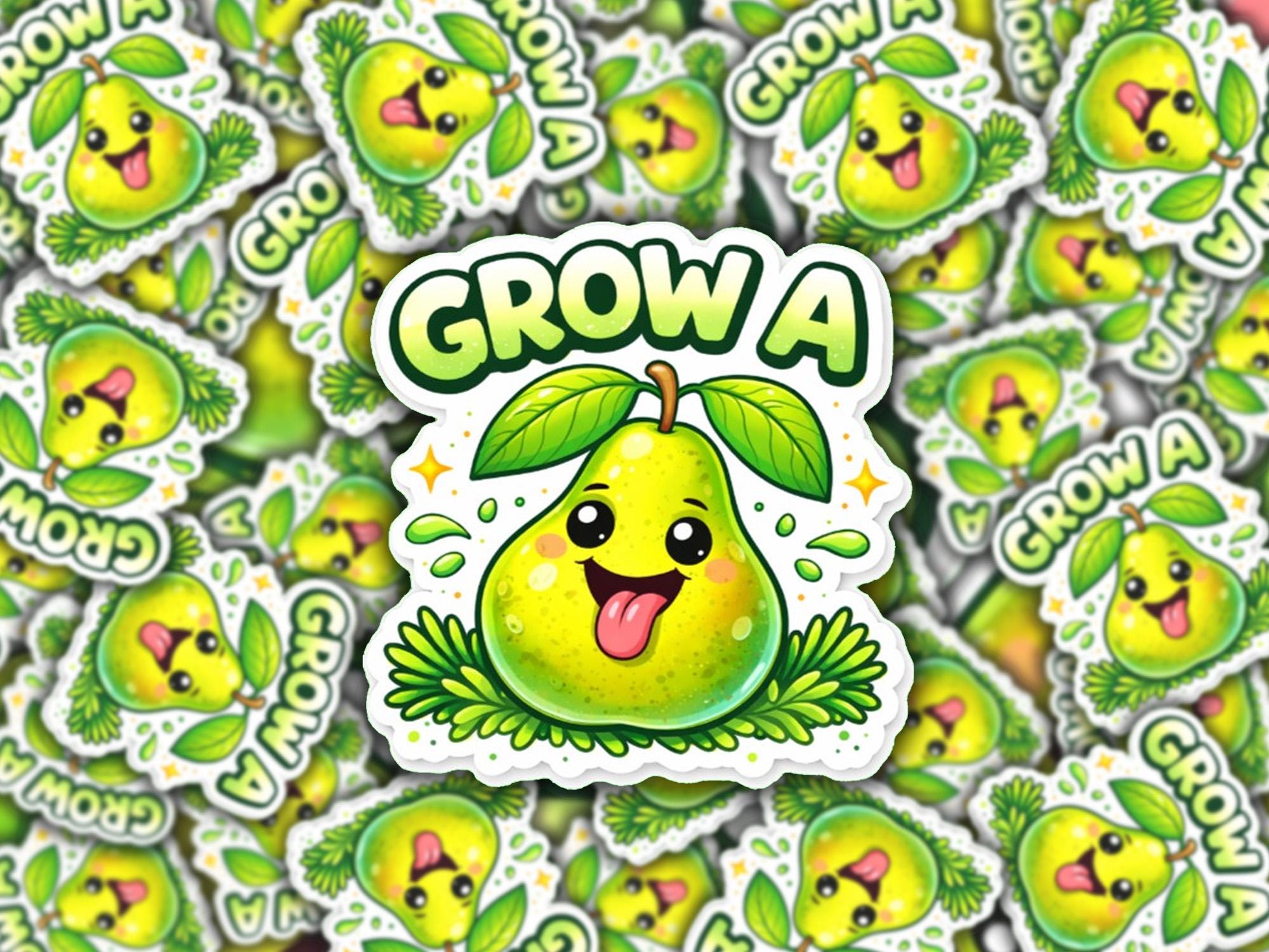 Grow a Pair Pear Sticker, Funny Vulgar Humor, Laptop Decal