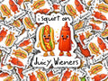 Funny Hot Dog & Ketchup Cartoon Sticker