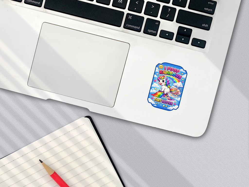 i poop rainbows and fart glitter, funny unicorn sticker