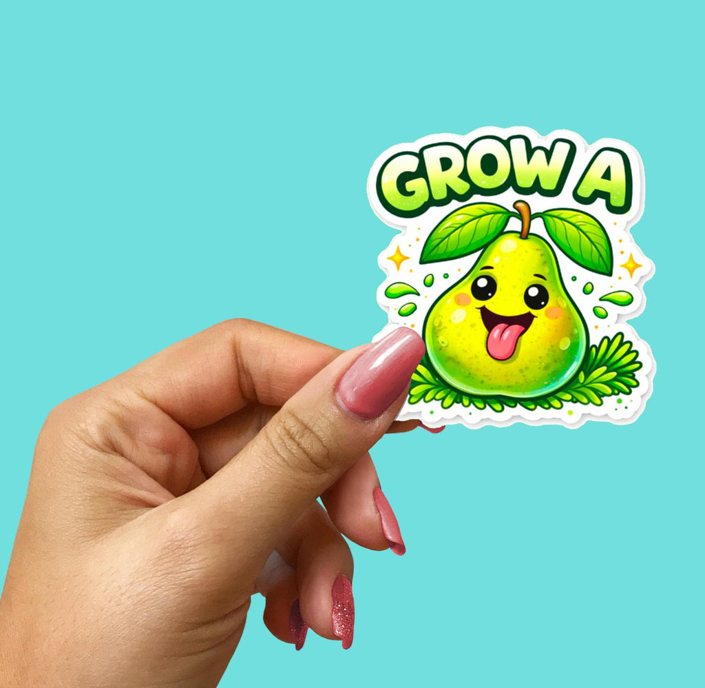 Grow a Pair Pear Sticker, Funny Vulgar Humor, Laptop Decal