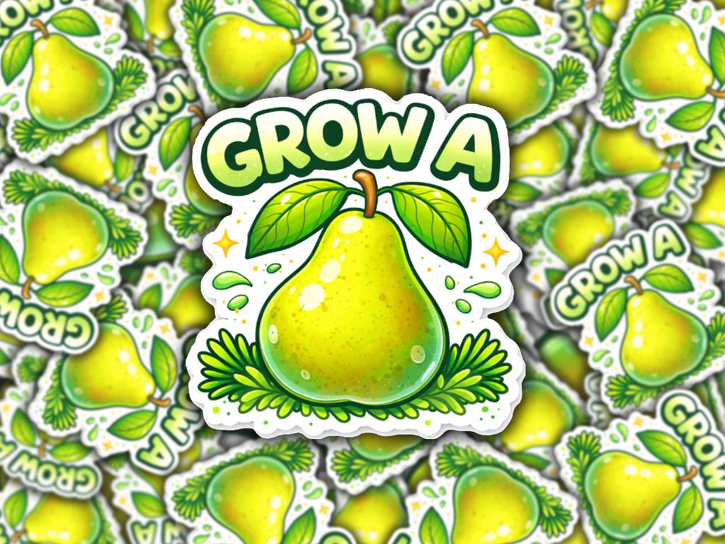 Grow a Pair Pear Sticker, Funny Adult Humor Decal