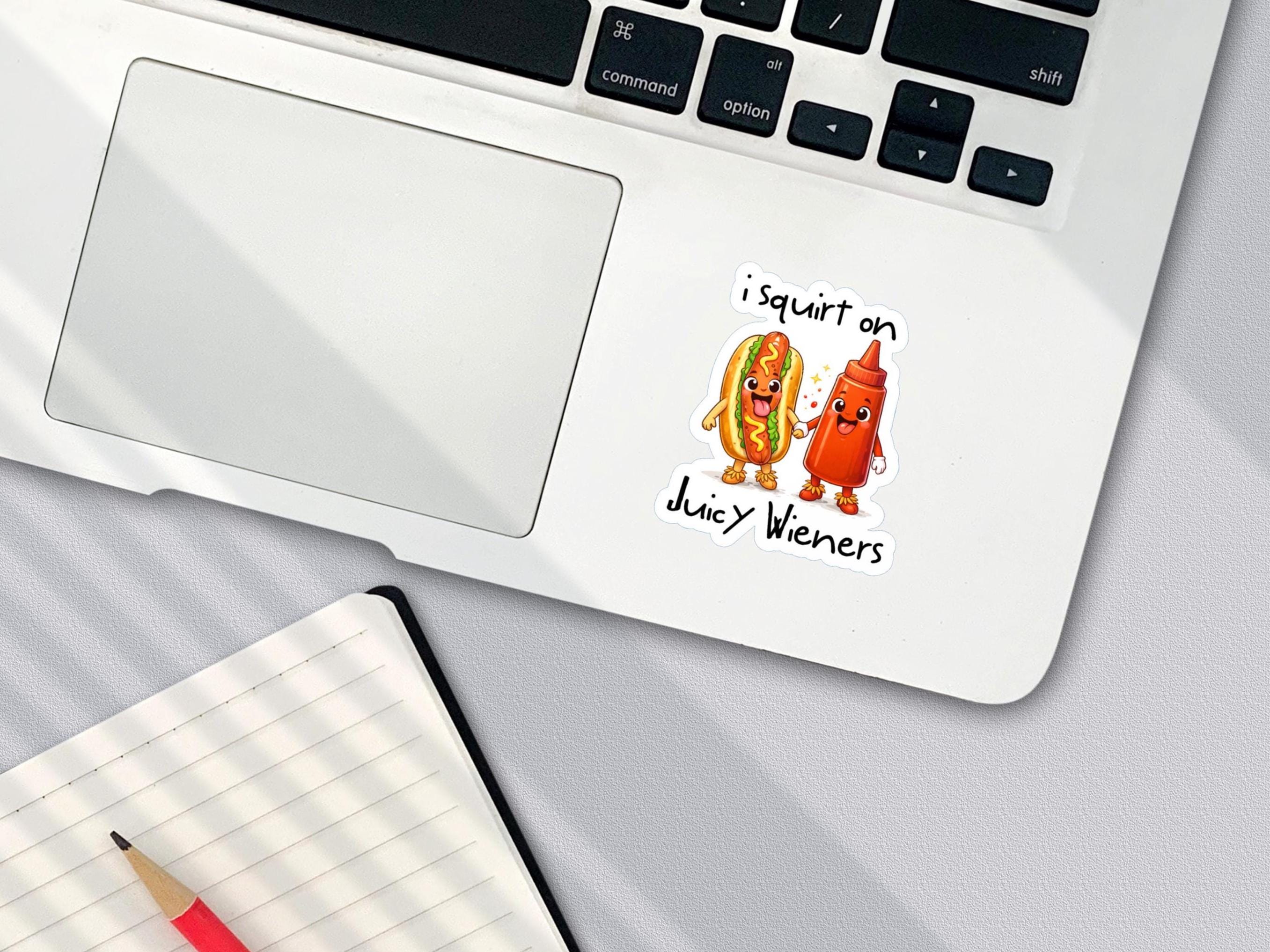 Funny Hot Dog & Ketchup Cartoon Sticker