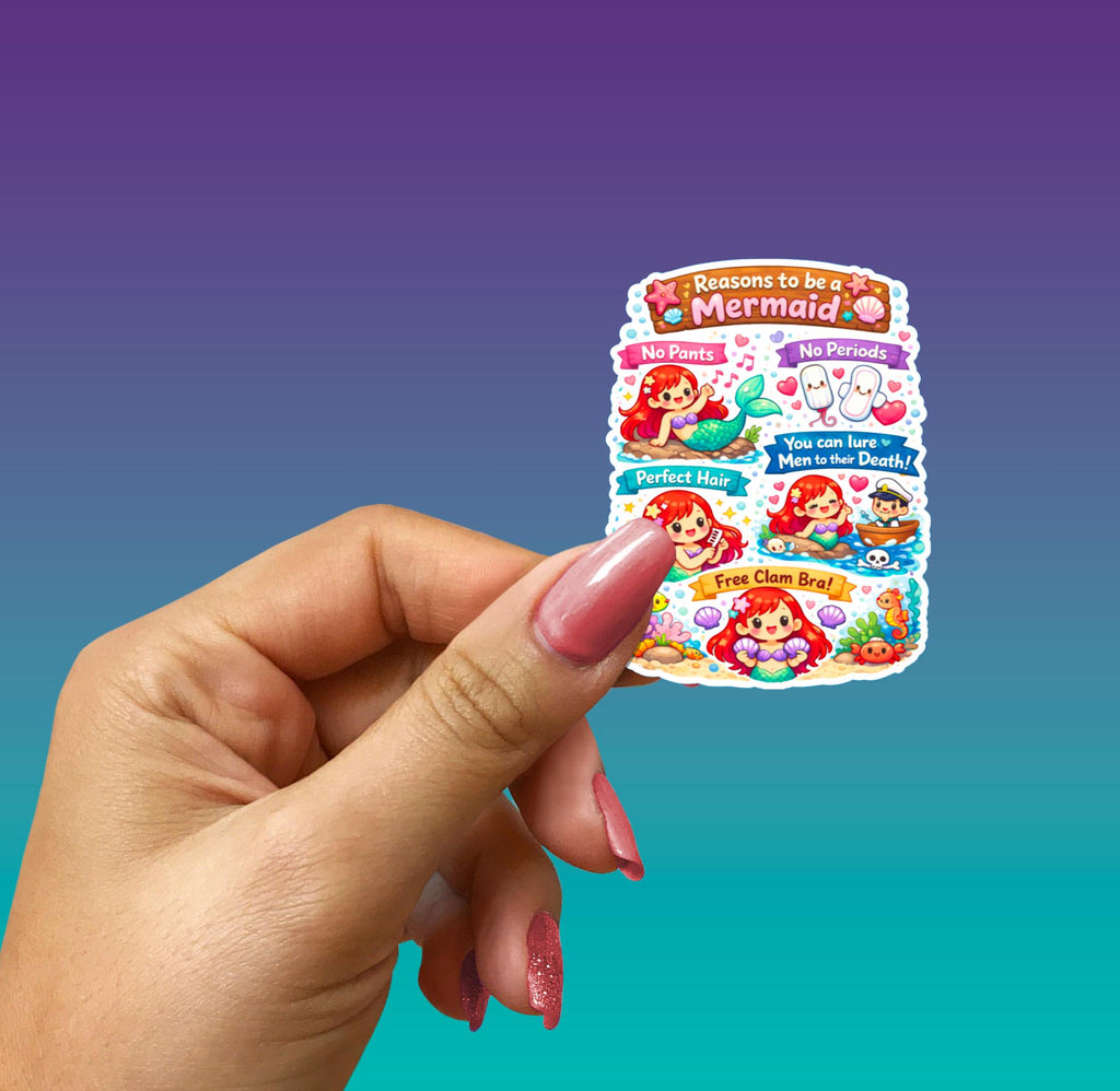 Funny Mermaid Sticker – Kawaii Adult Humor, Laptop Decal