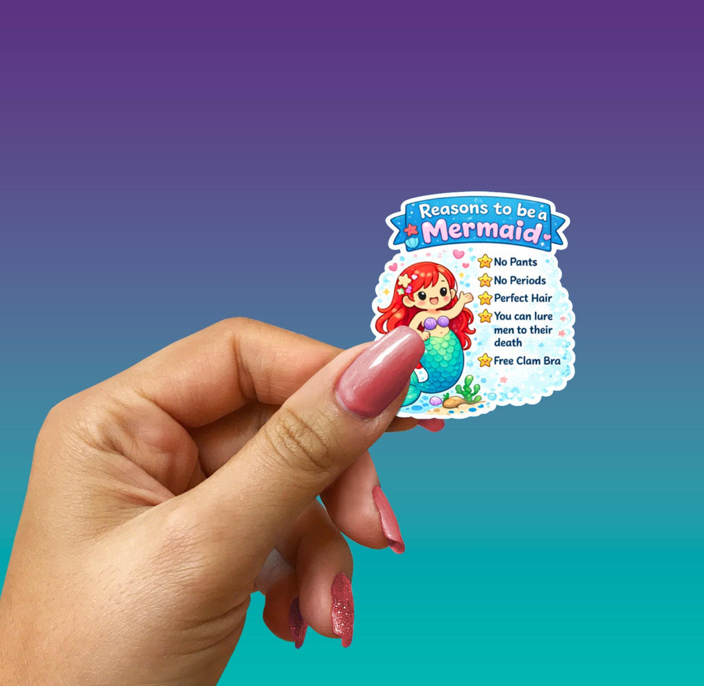 Funny Mermaid Sticker – Kawaii Adult Humor, Laptop Decal B