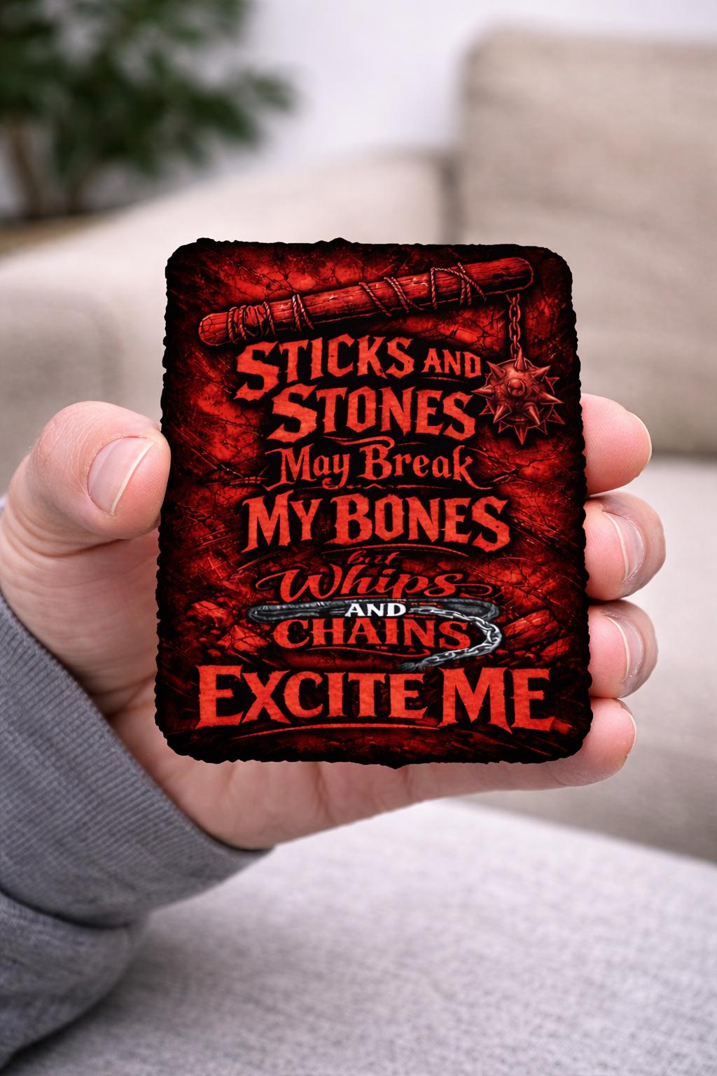 Gothic Sticker | "Sticks and Stones" Dark Humor Vinyl Decal (Waterproof)