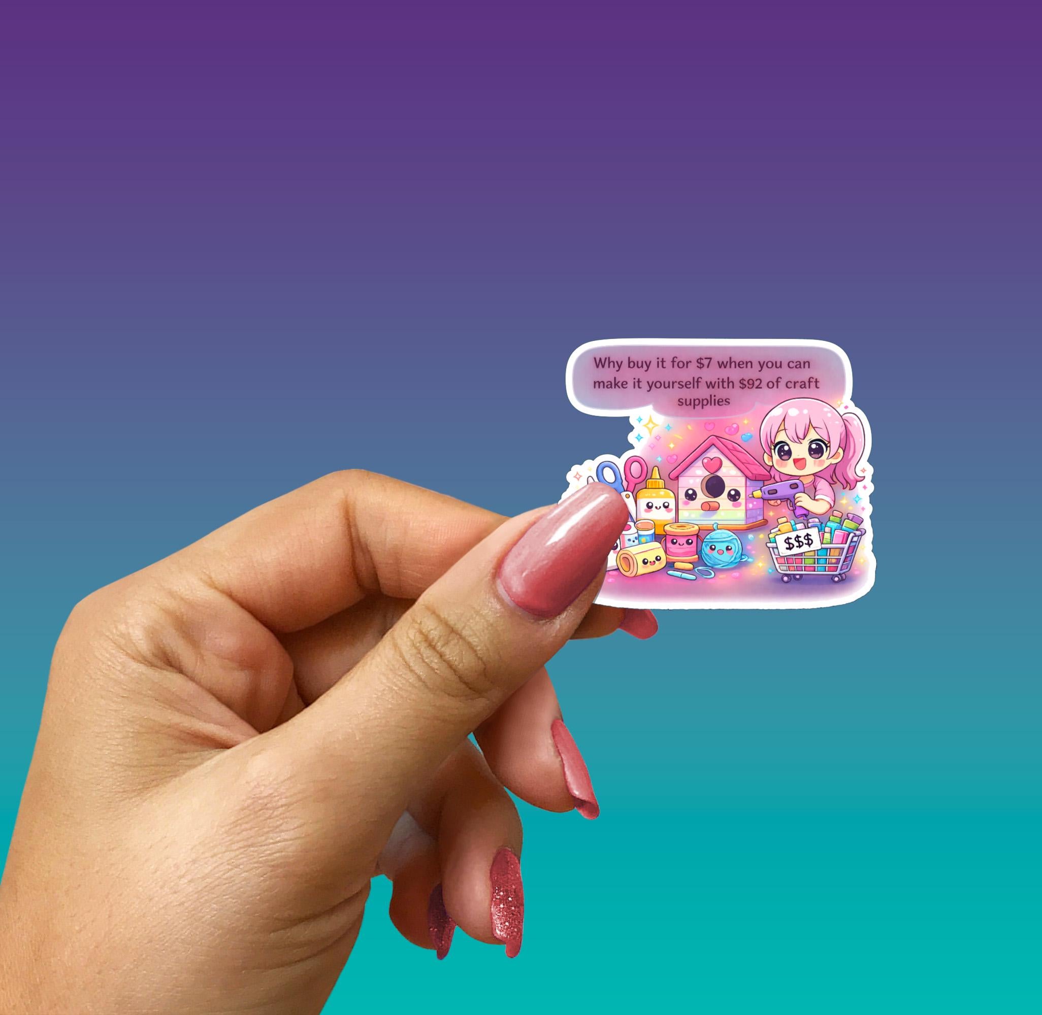 Kawaii Crafting Sticker | Funny DIY Humor, Crafter Gift