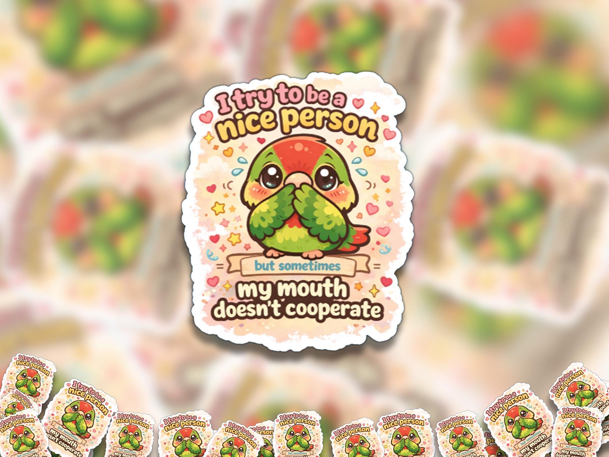 Kawaii Parrot Sticker | Funny Quote Vinyl Decal