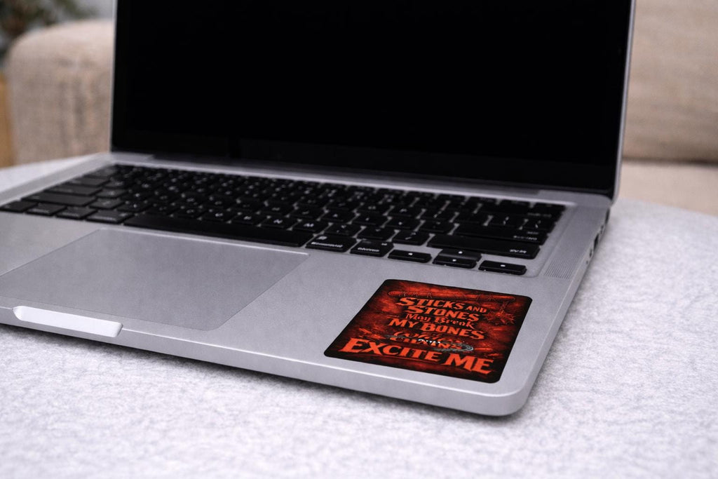 Gothic Sticker | "Sticks and Stones" Dark Humor Vinyl Decal (Waterproof)