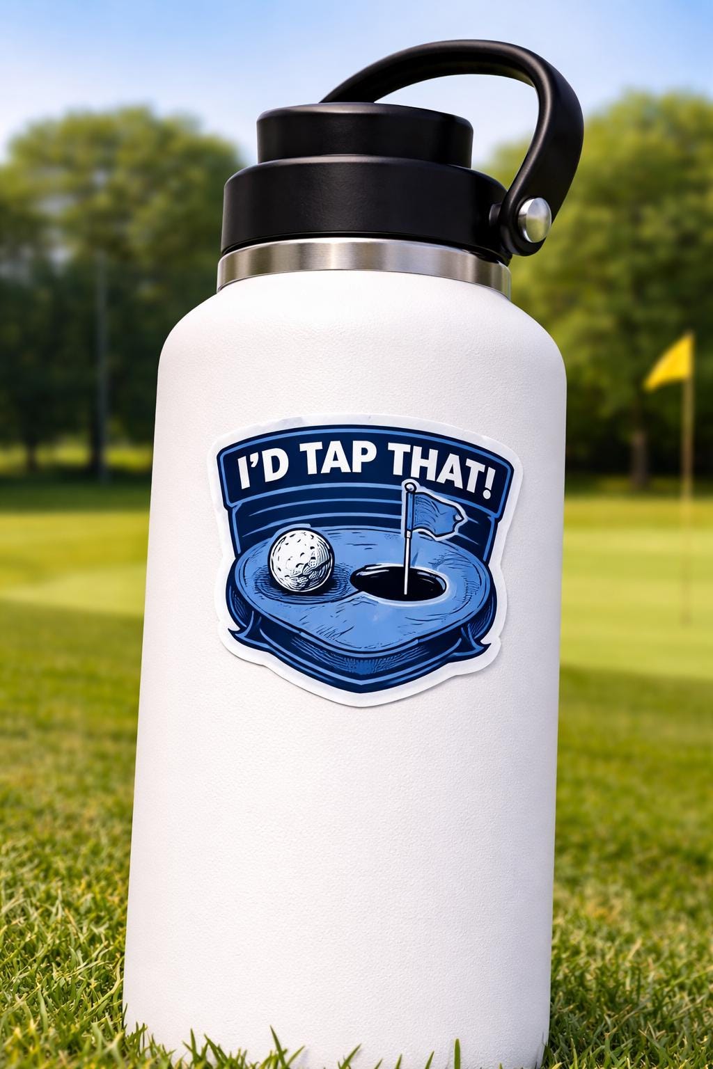 Funny Golf Sticker – “I’d Tap That” Pun Decal Vinyl for Water Bottles, Laptops, toolbox