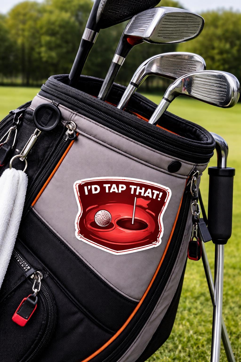 Funny Golf Sticker – “I’d Tap That” Pun Decal Vinyl for Water Bottles, Laptops, toolbox