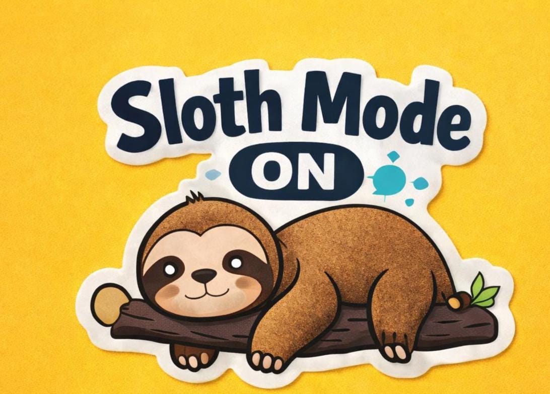 Sloth Mode On Sticker | Lazy Sloth Decal, Laptop Water Bottle Art (Gift for Introverts)