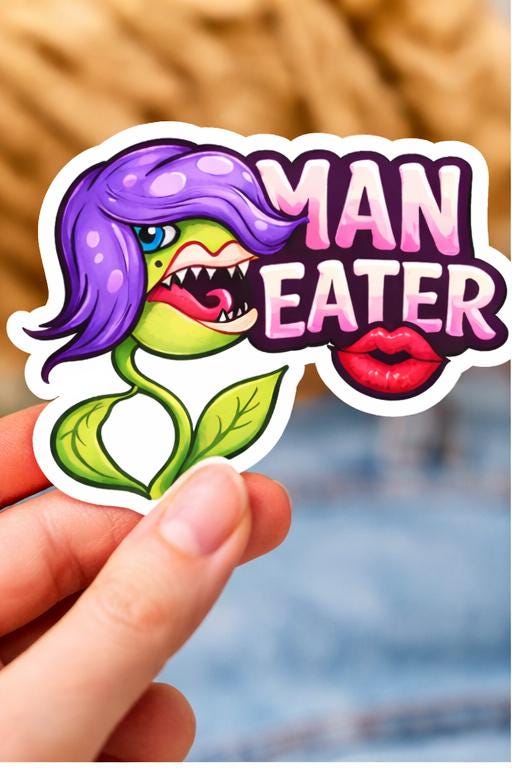 Man Eater Piranha Plant Sticker | Sassy Carnivorous Vinyl Decal