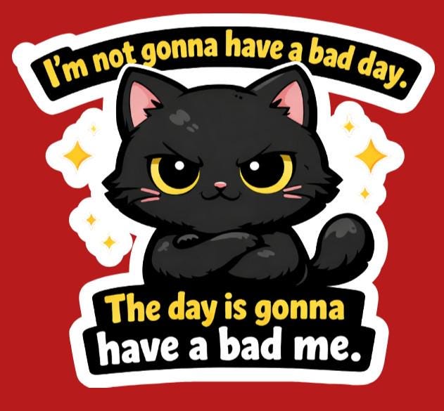 Funny Black Cat Sticker, Sassy Attitude Decal, Laptop Sticker