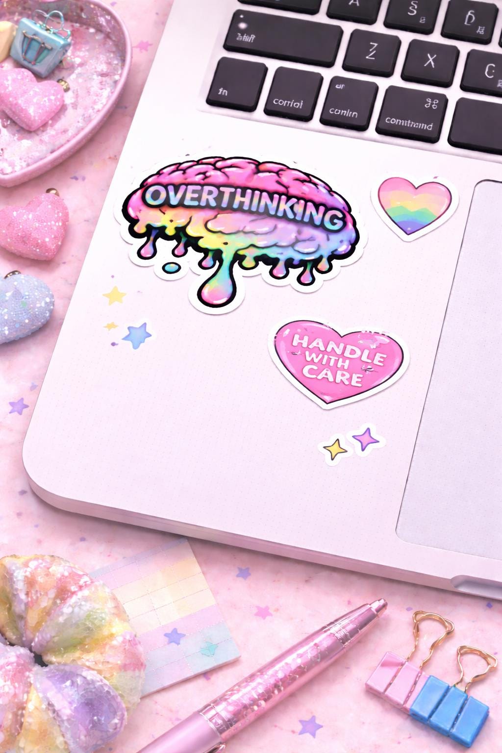 Melting Brain Sticker, Rainbow Gradient, Mental Health Decal, Edgy Vinyl Art