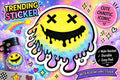 Melting Smiley Face Sticker | Trippy Rainbow Drip Vinyl Decal (Water resistant)
