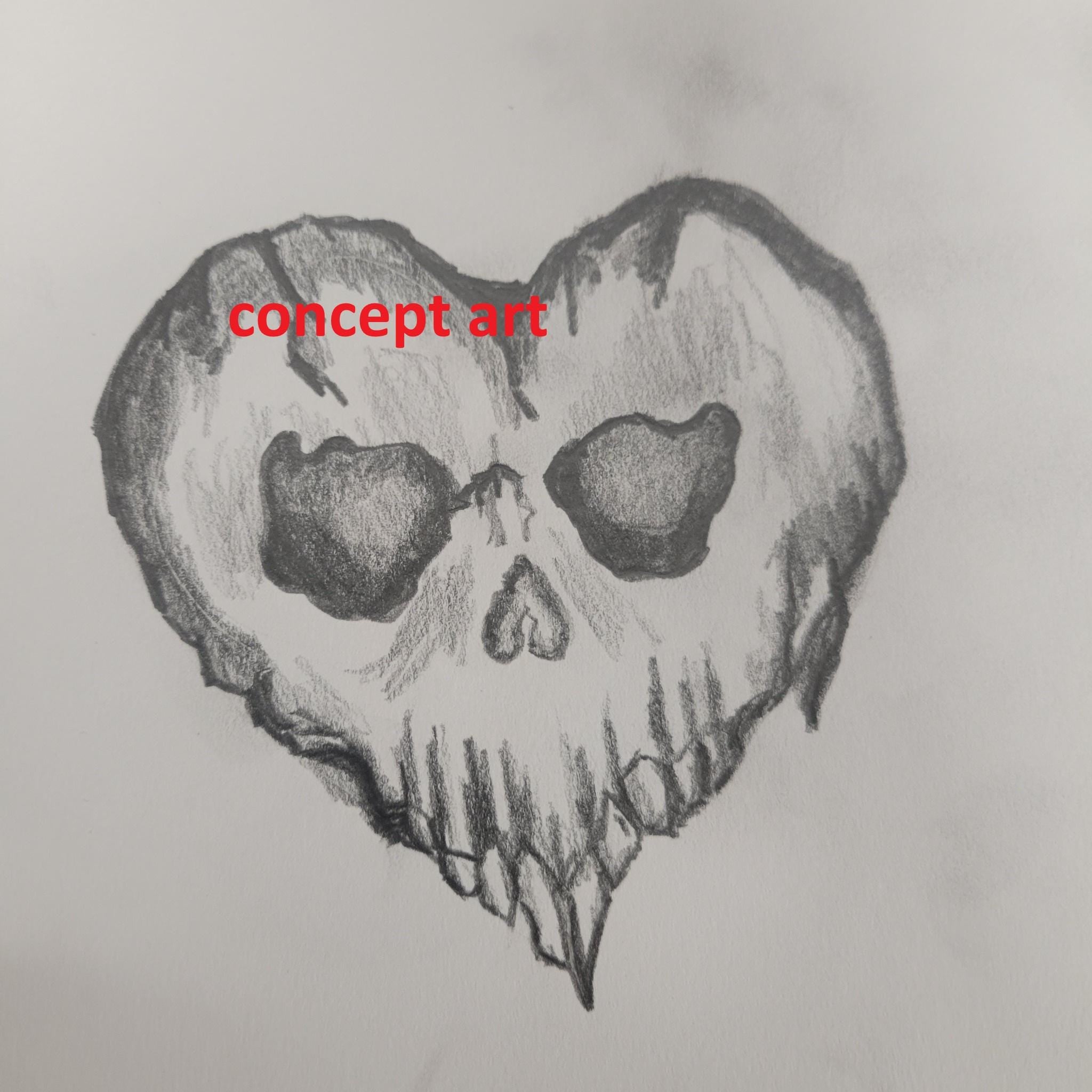 Heart Skull Sticker, Gothic Love Decal, Dark Art Tattoo Style, Water Resistant Vinyl