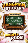 Funny Hangman Sticker, Dark Humor Decal, Rude Joke Vinyl (Waterproof)