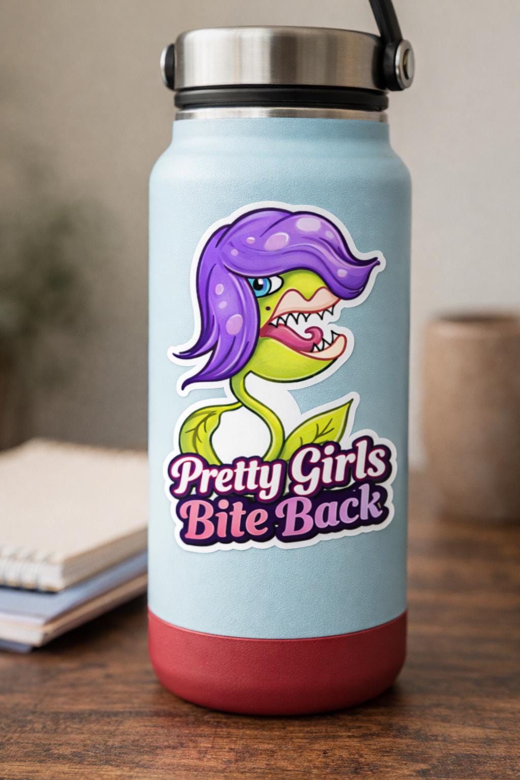 Venus Flytrap Sticker, Goth Plant Decal, water bottle Vinyl Laptop Sticker