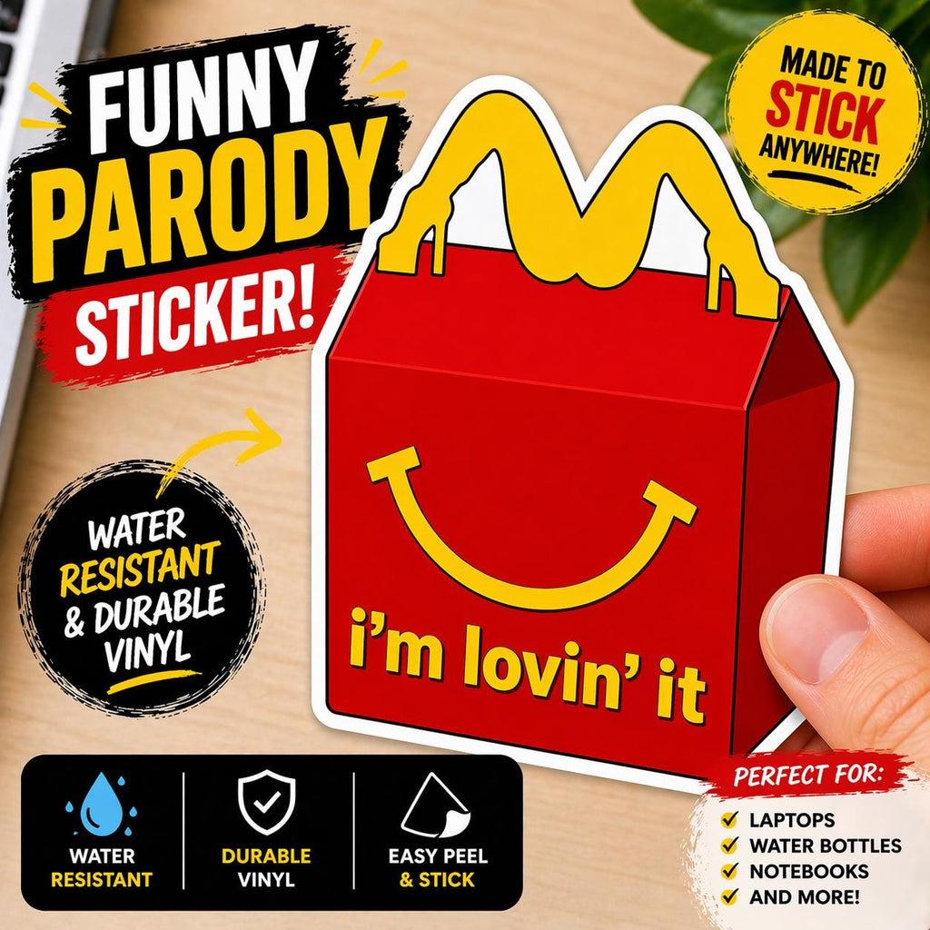 Funny Parody Meal Box Sticker, Water Resistant Vinyl Decal