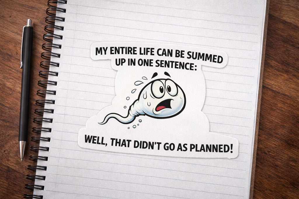 Funny Vinyl Sticker – Sarcastic Adult  Humor Decal- sperm - life meme (Water Resistant)