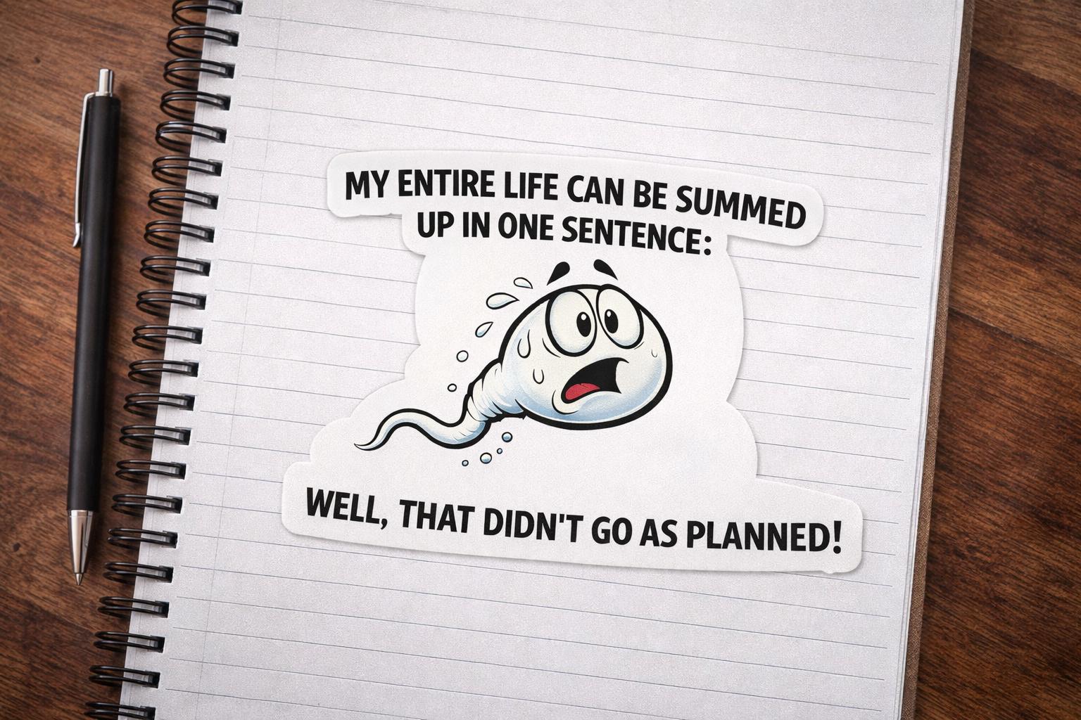 Funny Vinyl Sticker – Sarcastic Adult  Humor Decal- sperm - life meme (Water Resistant)