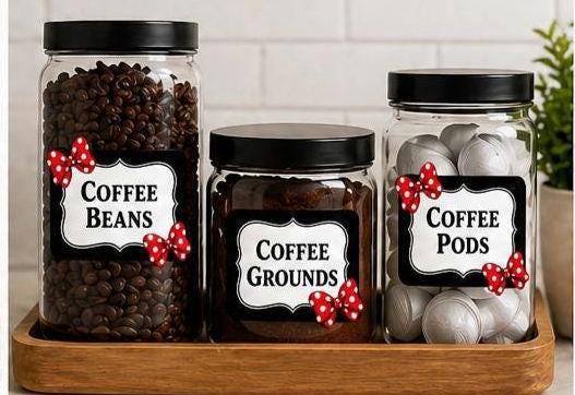 Custom Mouse Inspired Pantry Labels – Water Resistant Kitchen Organization (Set of 6)