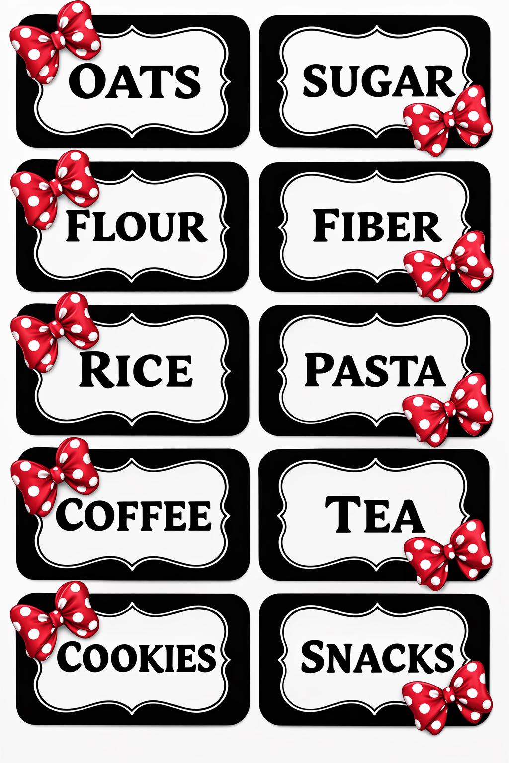 Custom Mouse Inspired Pantry Labels – Water Resistant Kitchen Organization (Set of 6)