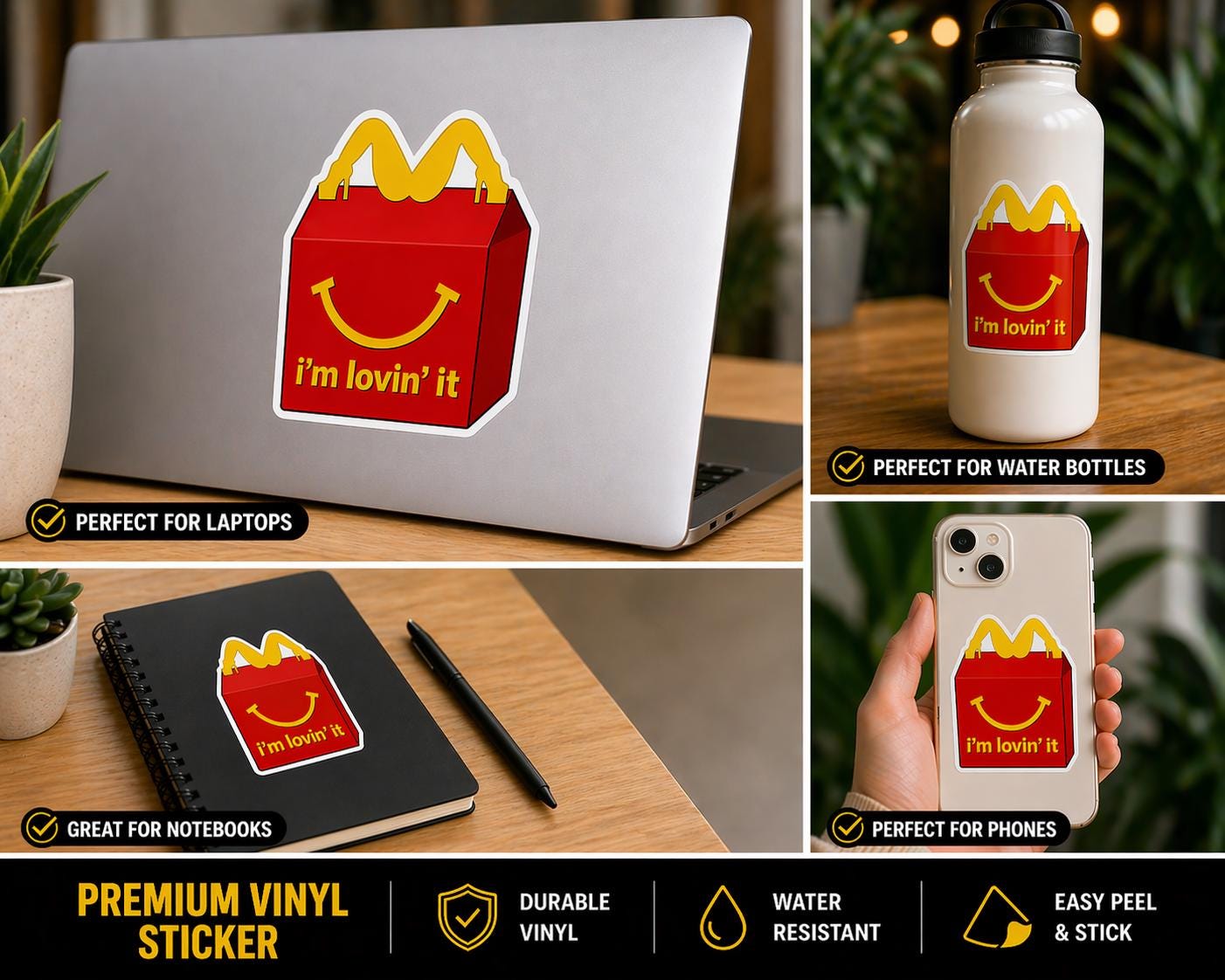 Funny Parody Meal Box Sticker, Water Resistant Vinyl Decal