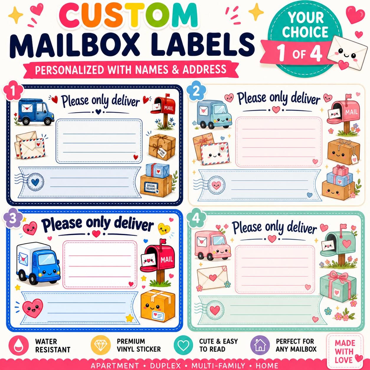 Personalized Mailbox Labels | Custom Name & Address Decals (4 Styles to choose from)