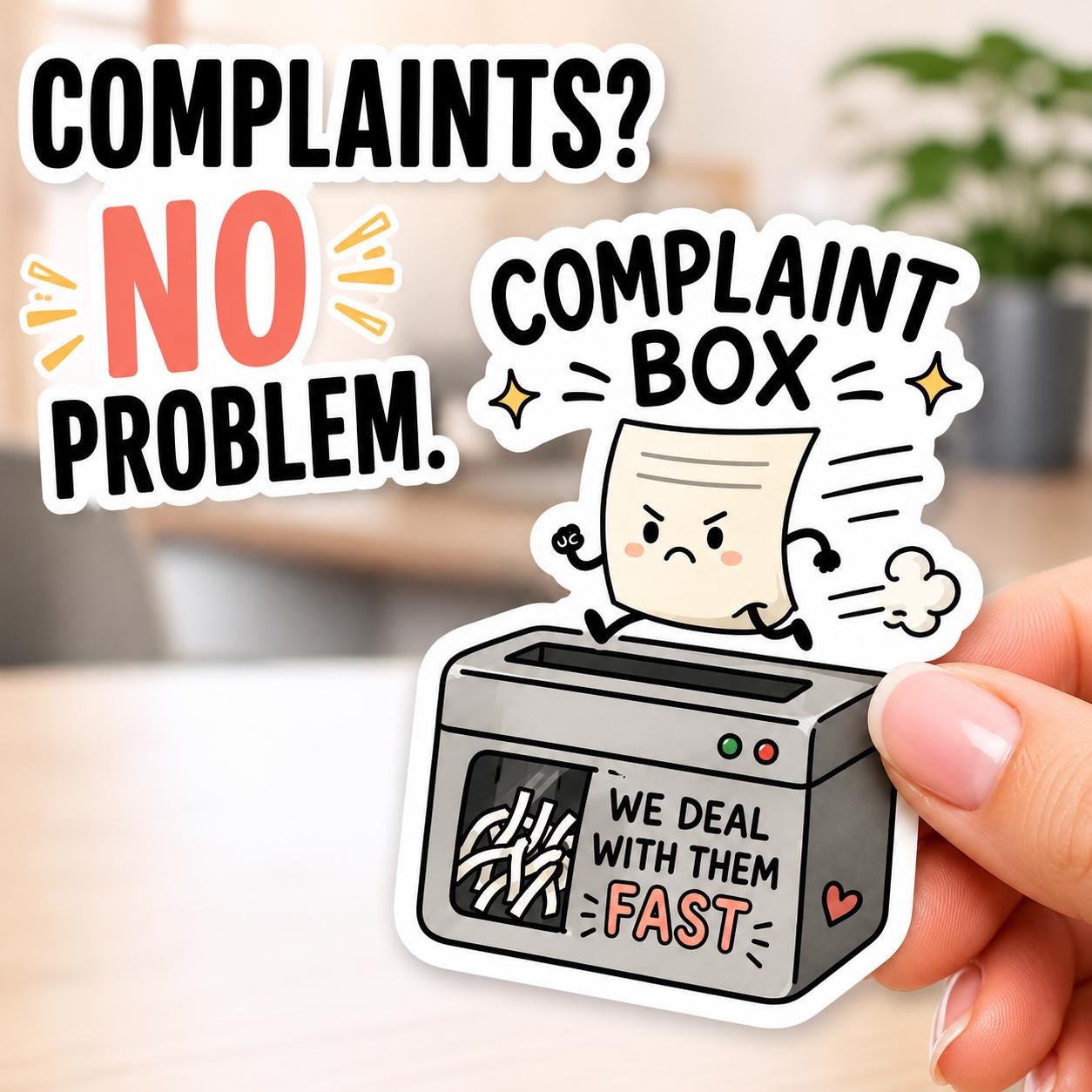 Complaint Box Sticker, Funny Office Sticker, Sarcastic Shredder Decal, Coworker Gift, Passive Aggressive Humor, Cute Work Sticker