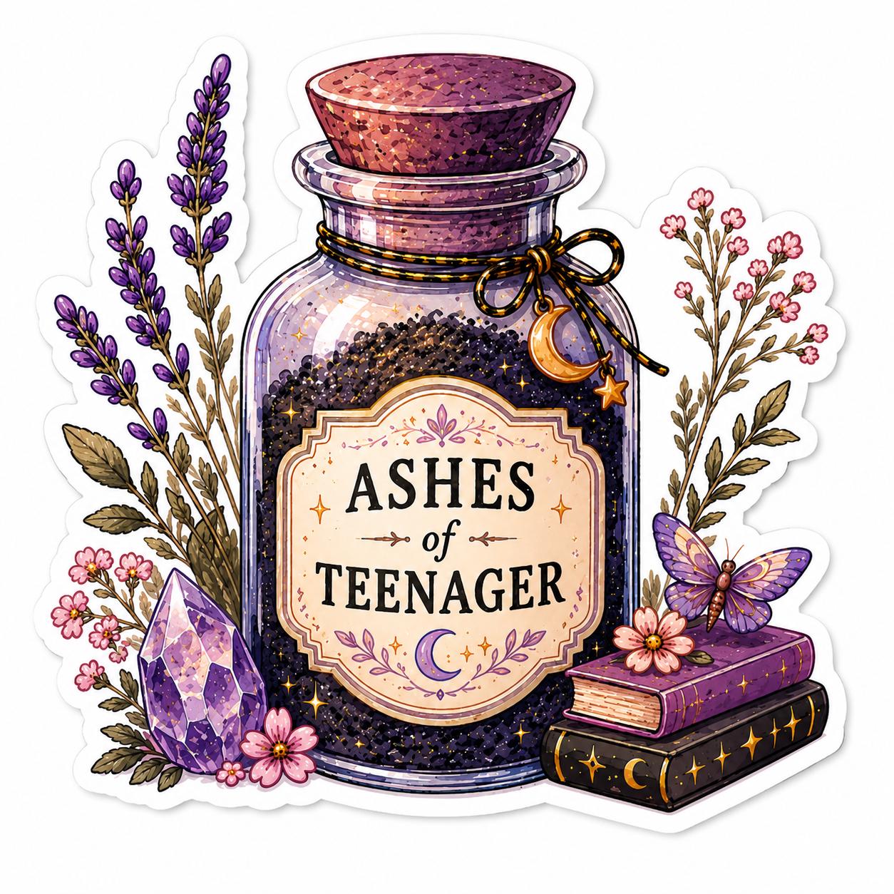 Ashes of Teenager Sticker, Funny Teacher Whimsical Apothecary Decal, High School Teacher Gift, Witchy Librarian Sticker Middle school