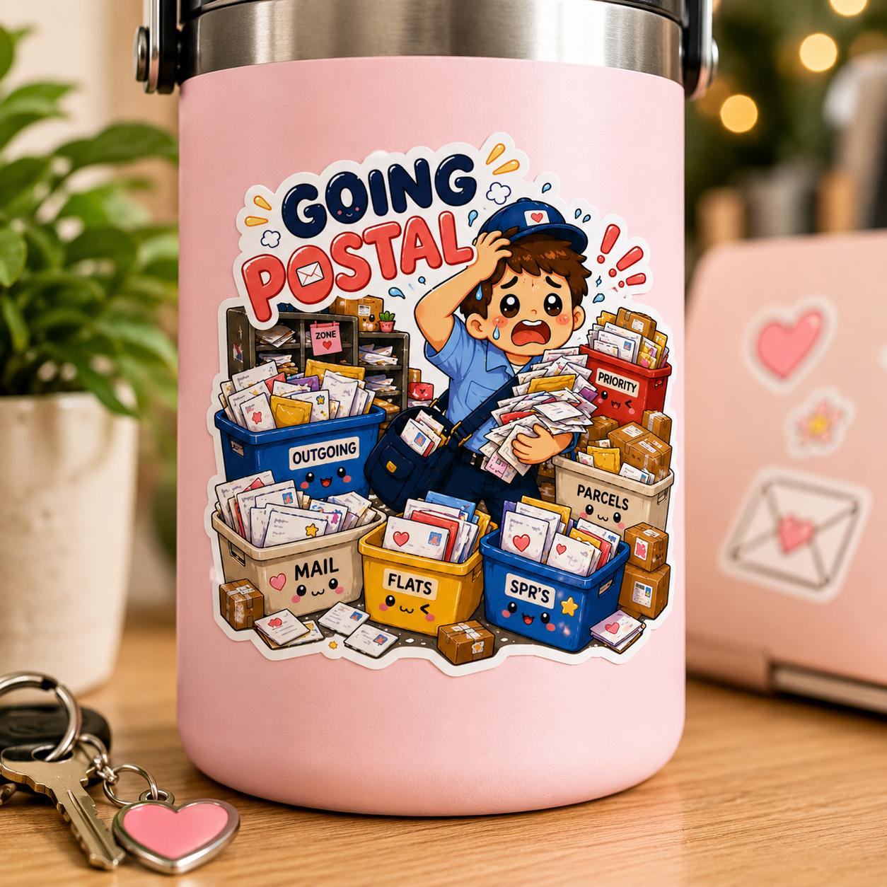 Going Postal Sticker, Funny Mail Carrier, Overwhelmed Worker Decal, Postal Humor Vinyl