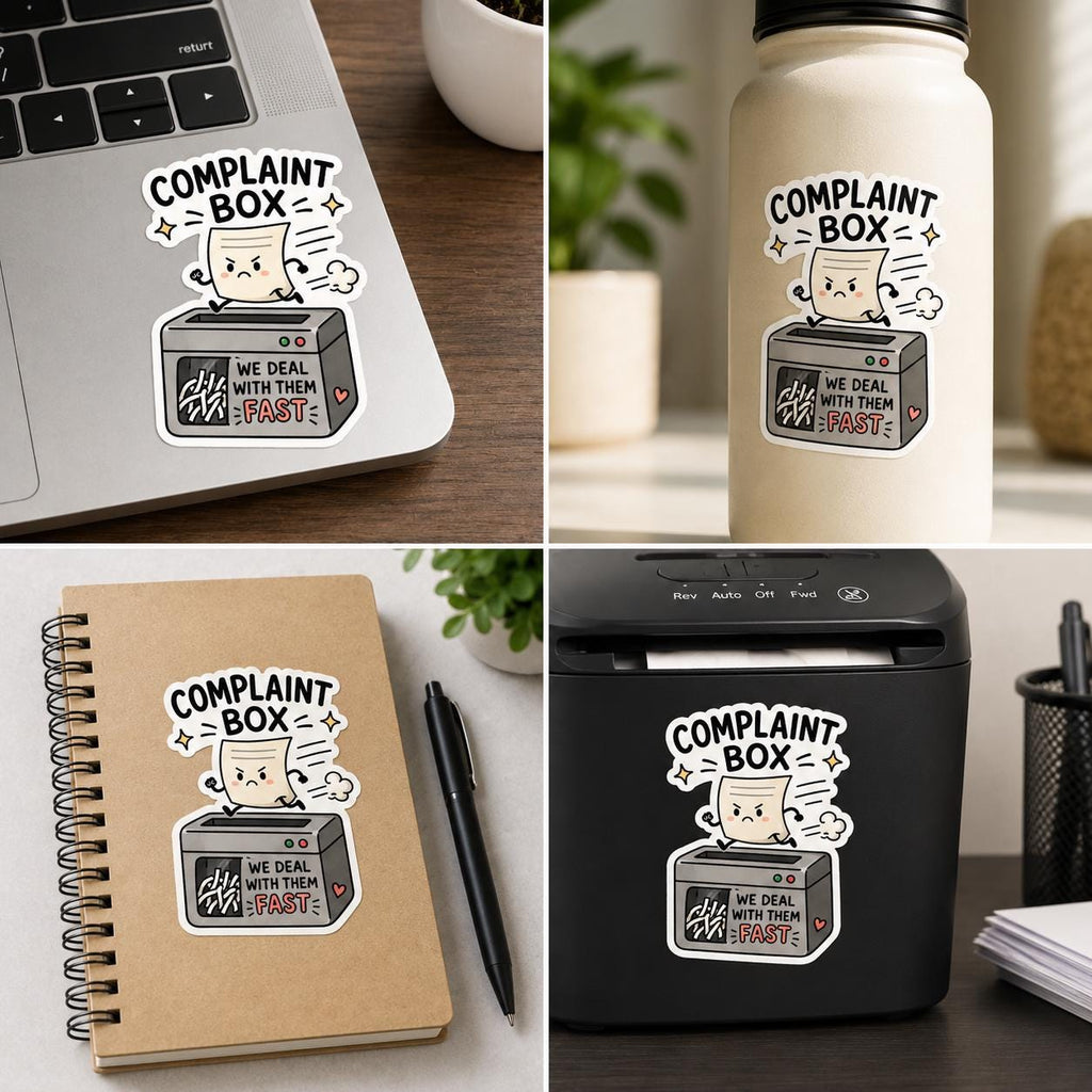 Complaint Box Sticker, Funny Office Sticker, Sarcastic Shredder Decal, Coworker Gift, Passive Aggressive Humor, Cute Work Sticker