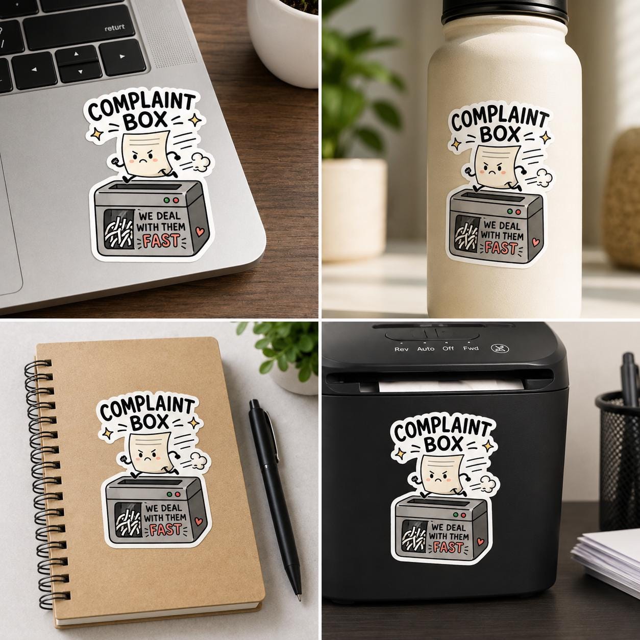 Complaint Box Sticker, Funny Office Sticker, Sarcastic Shredder Decal, Coworker Gift, Passive Aggressive Humor, Cute Work Sticker