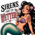 Sirens Do It Wetter Sticker | Funny Mermaid Sticker | Retro Pin Up Vinyl Decal | Waterproof Adult Humor Sticker for Water Bottle Laptop