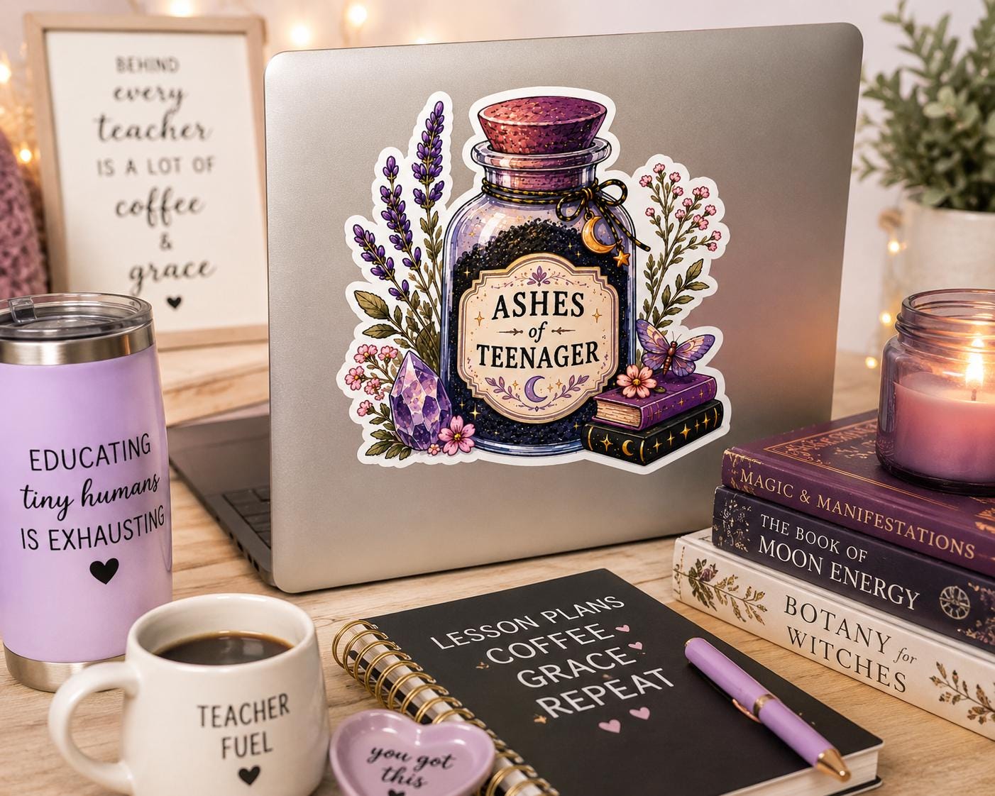 Ashes of Teenager Sticker, Funny Teacher Whimsical Apothecary Decal, High School Teacher Gift, Witchy Librarian Sticker Middle school